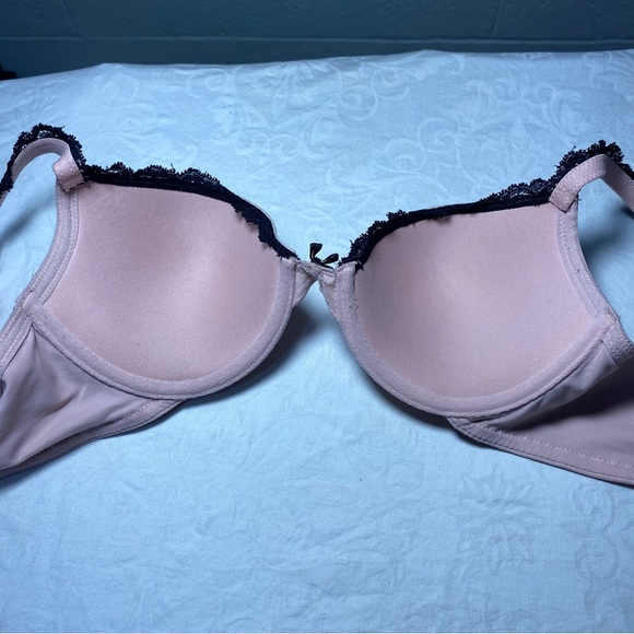 Soma Embraceable Push Up Lace Trim Pastel Pink with Black 34B Great Used Cond. - Picture 4 of 10